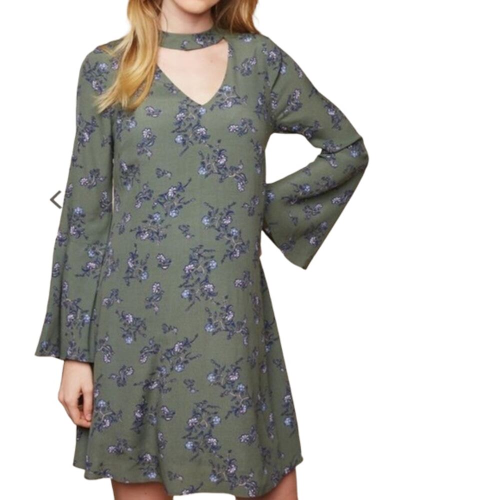 Motherhood Womens Dress Size XL Maternity Green Blue Floral‎ Keyhole Detail NEW